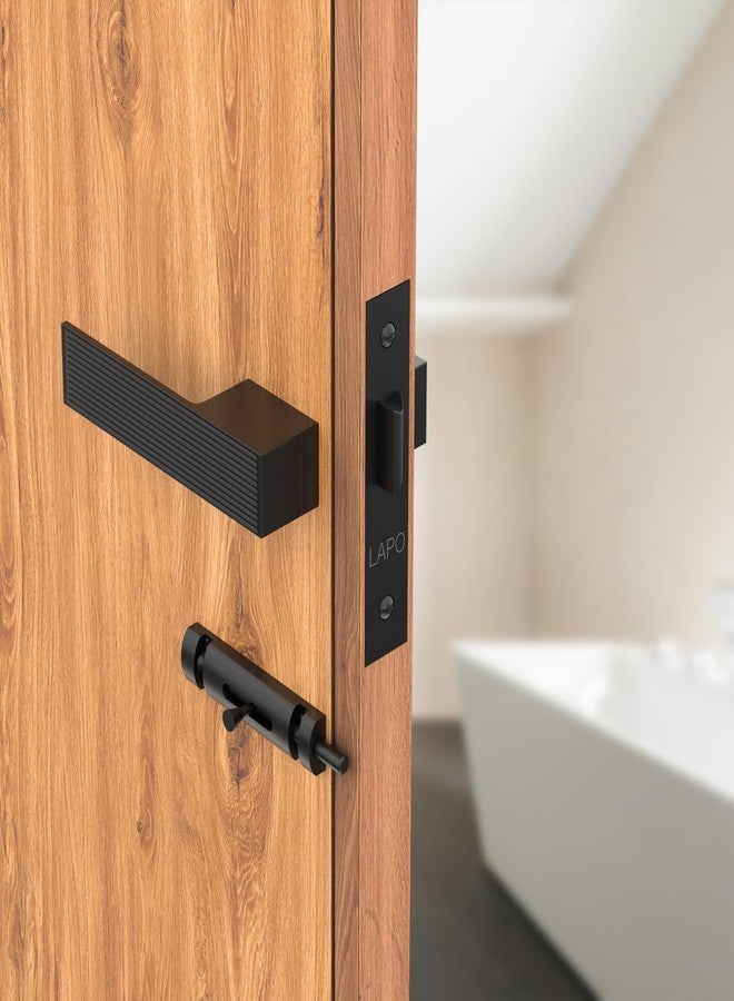 LAPO Bathroom & Balcony Mortise Lock û Durable Black Finish | Heavy Duty Lockbody with Latch | Ideal for Home, Office & Hotel Use | 3-Year Warranty - Image 1